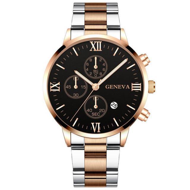 Steel Watch Men's Stainless Steel Three-eye Calendar