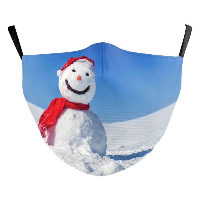 Christmas Snowman Digital Printing Double Layer Dustproof Mask