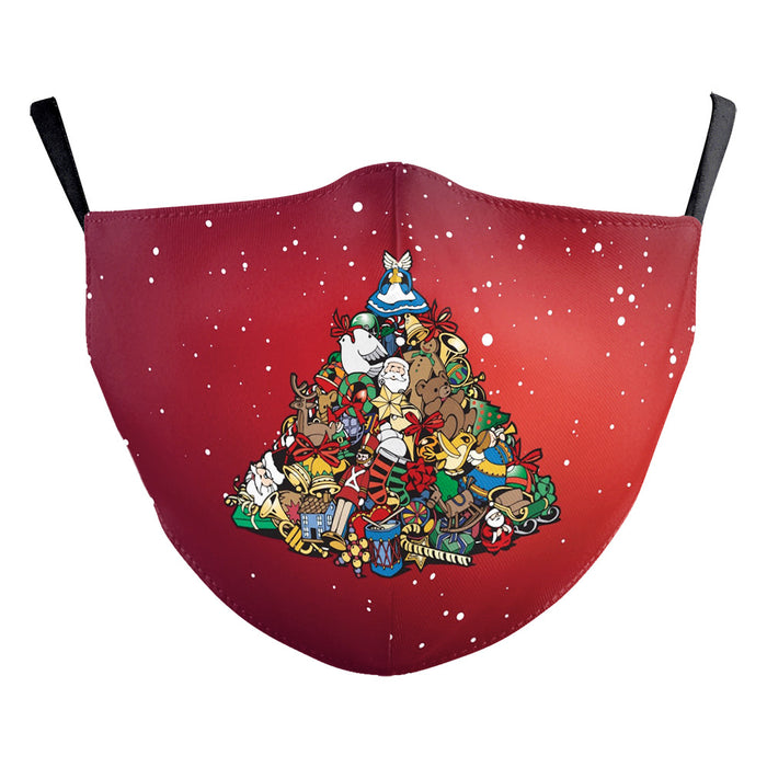 Christmas Tree Digital Printing Double Layer Dustproof Mask