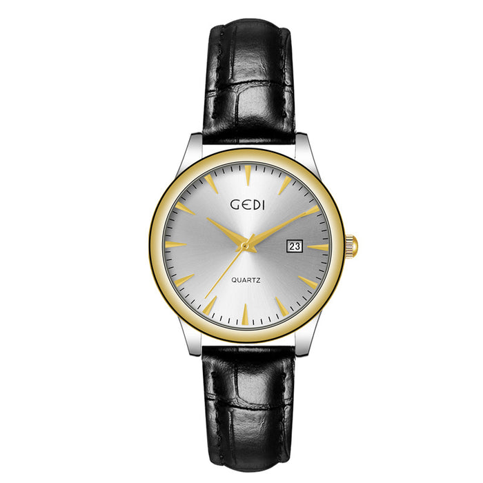 Couple's Simple Calendar Quartz Watch