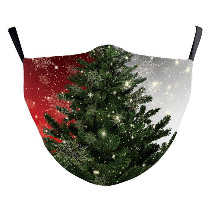 Christmas Tree Digital Printing Double Layer Dustproof Mask