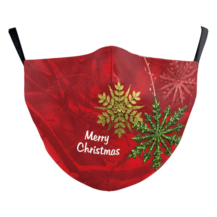 Snowflake Christmas Red Digital Printing Double-layer Dust Mask