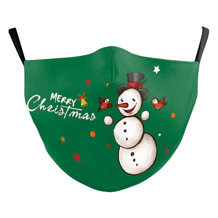 Christmas Snowman Digital Printing Double Layer Dustproof Mask