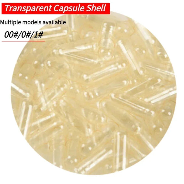 100PCS/Bag Hard Gelatin Empty Capsules Transparent Hollow Seperated Joined Capsules Shell Medicine Edible 00# 0# 1# Health Care