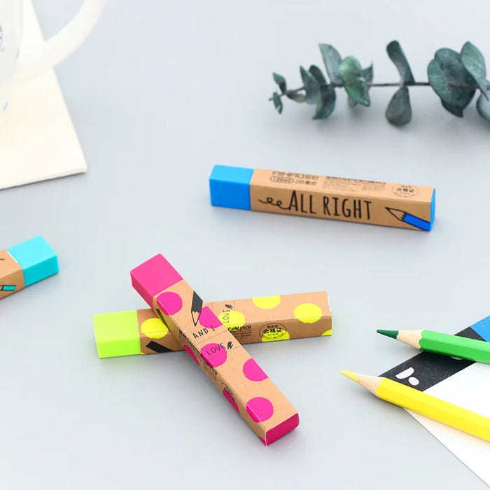 1pc Kawaii Stationery Rectangle 2B Pencil Rubber Eraser Student Prizes Gift Solid Color Soft Eraser School Supply