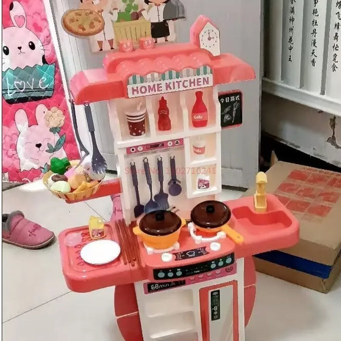 95cm Large Kids Play House Kitchen Set Spray Kitchen Girl Baby Mini Food Cooking Simulation Dining Christmas Gifts kids Toys