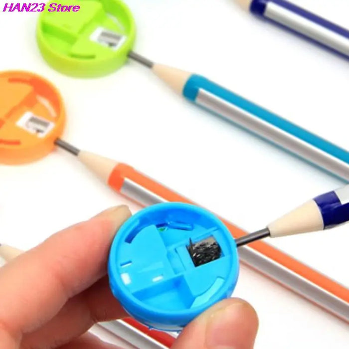 2pcs Cute Round Mini Pencil Lead Dedicated Sharpener Double Hole School Office Supply Kids Gift 1.6 x 3.4cm Random Color