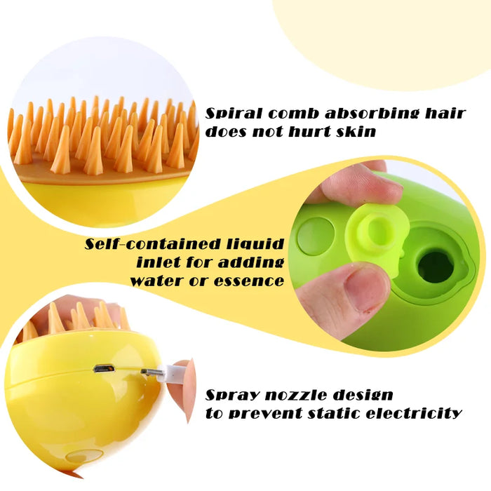 Cat & Dog Pet Electric Spray Comb USB Charging Massage Steamer Brush Silicone Depilation Brush Pet Bath Brush Grooming Supplies