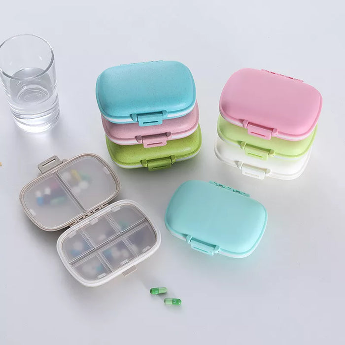 8 Grids Organizer Container For Tablets Travel Pill box With Seal ring Small box for tablets Wheat straw container for medicines