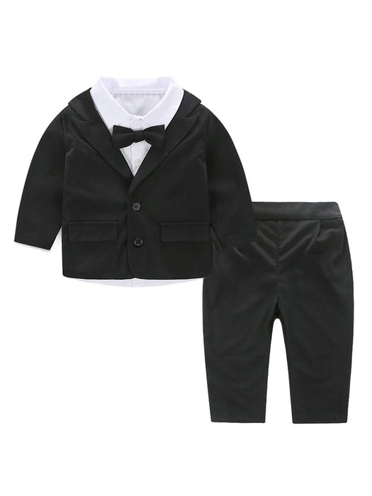 3Piece Spring Fall Newborn Baby Boy Clothes Fashion Gentleman Suit Black Infant Coat+White Shirt+Pants Kids Clothing Set BC2038