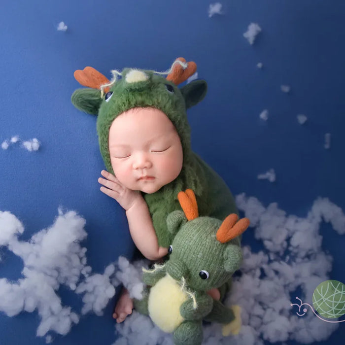 ❤️Newborn Photography Clothing Green Dragon Hat+Jumpsuit+Doll 3Pcs/Set Baby Photo Props Accessories Studio Shoot Clothes Outfits