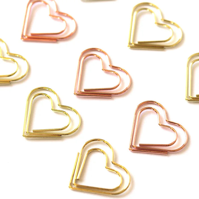 20pcs 25x23mm Heart Metal Paper Clips Photo Office Memo Paper Peg Stationery Bookmark Color Envelope Mail Message Book Folder