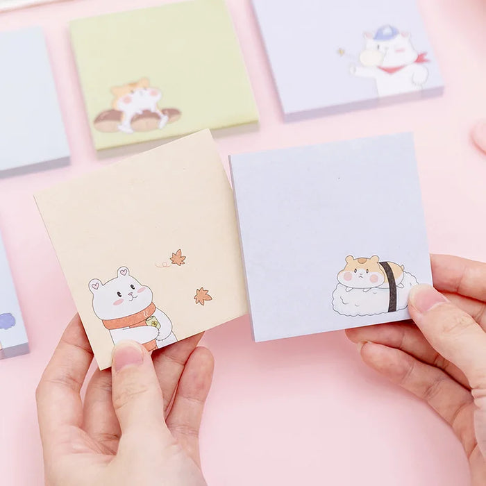 Four Seasons White Bear Hamster Memo Pad N Times Sticky Notes Escolar Papelaria School Supply Bookmark Label