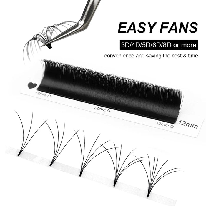 Hot Selling Winky Beauty 0.03/0.05/0.07 C D curl Easy Fanning Lashes Volume Mega Eyelashes Extension Self Blooming Eyelashes