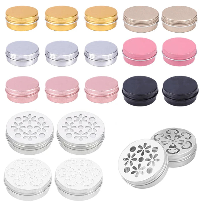 5Pcs 5/10/15/20/30/50/60g Round Aluminum Tin Jars For Salve Creams Balms Nail Candle Metal Cosmetic Containers Bottle Tea Cans