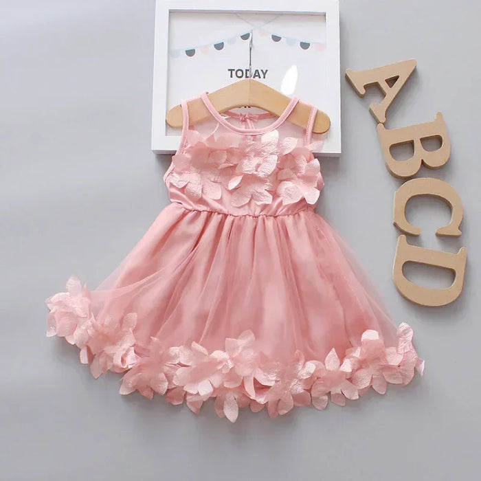 Summer Baby Girl Dresses Lovely Flower Fairy Children Clothing Birthday Princess Party Dress Lace Mesh Wedding Dress Clothes