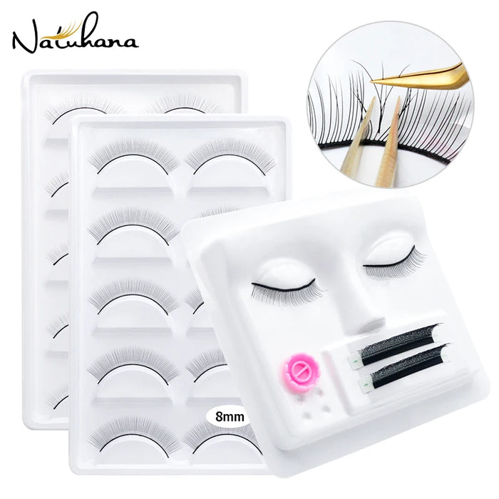 NATUHANA 1 Pc Plastic Training False Eyelash Extension Handmade Practice Plastic Mannequin Model Head