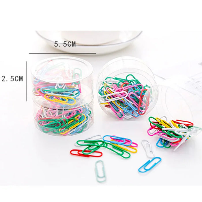 50pcs/box Rainbow Colored Paper Clip Metal Clips Memo Clip Bookmarks Stationery Office Accessories School Supplies