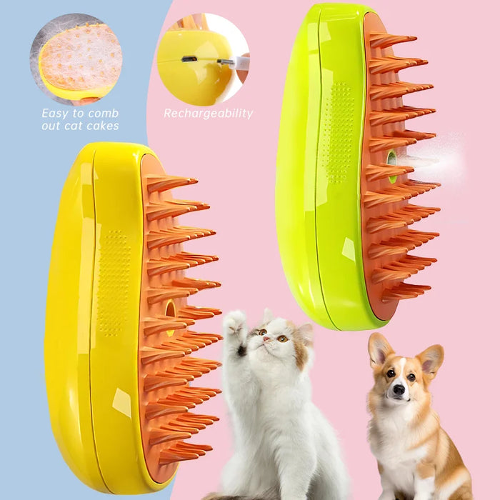 Cat & Dog Pet Electric Spray Comb USB Charging Massage Steamer Brush Silicone Depilation Brush Pet Bath Brush Grooming Supplies