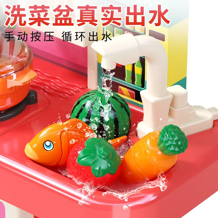 95cm Large Kids Play House Kitchen Set Spray Kitchen Girl Baby Mini Food Cooking Simulation Dining Christmas Gifts kids Toys