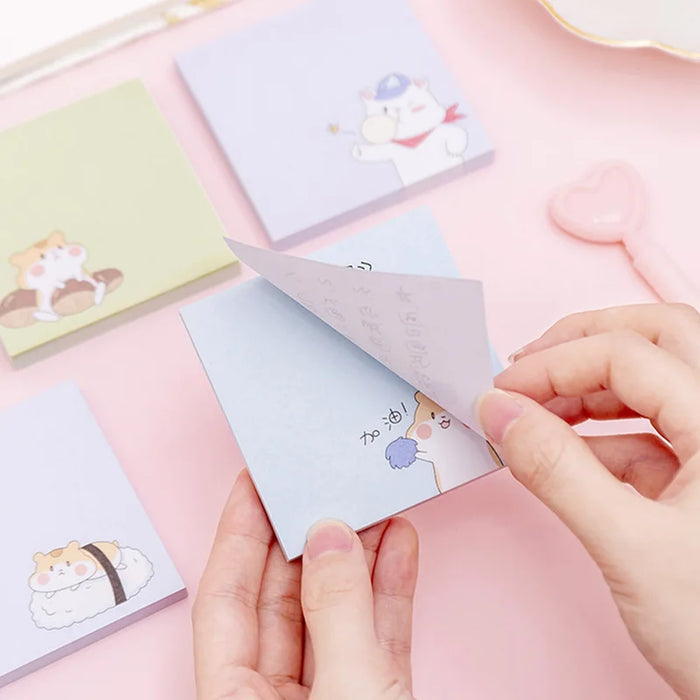 Four Seasons White Bear Hamster Memo Pad N Times Sticky Notes Escolar Papelaria School Supply Bookmark Label