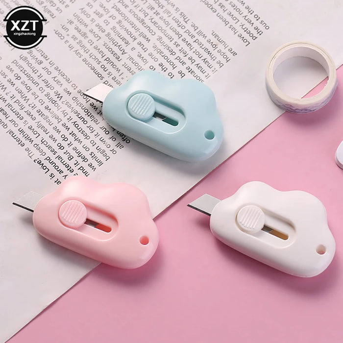 Cute Cloud Color Mini Portable Utility Knife Express Open Box Office Stationery Cutting Supplies Paper Cutter