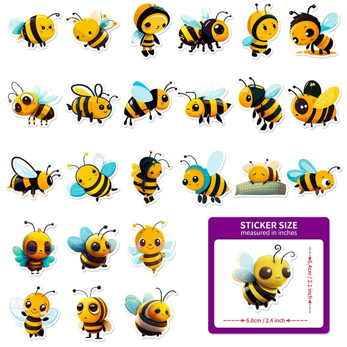 10/30/50PCS Cartoon Little Bee PVC Sticker Aesthetic Children's Laptop Decoration Scrapbooking Stationery School Supplies