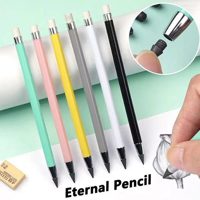 Technology Eternal Pencil With Eraser Portable Replaceable Pen Writing Sketch Painting Tools Stationery School Office Supplies