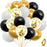 50pcs Balloon Set 12 Inch Black Gold Paper Sequins Latex Balloon Combination Set Birthday Party Decoration Balloon Arrangement