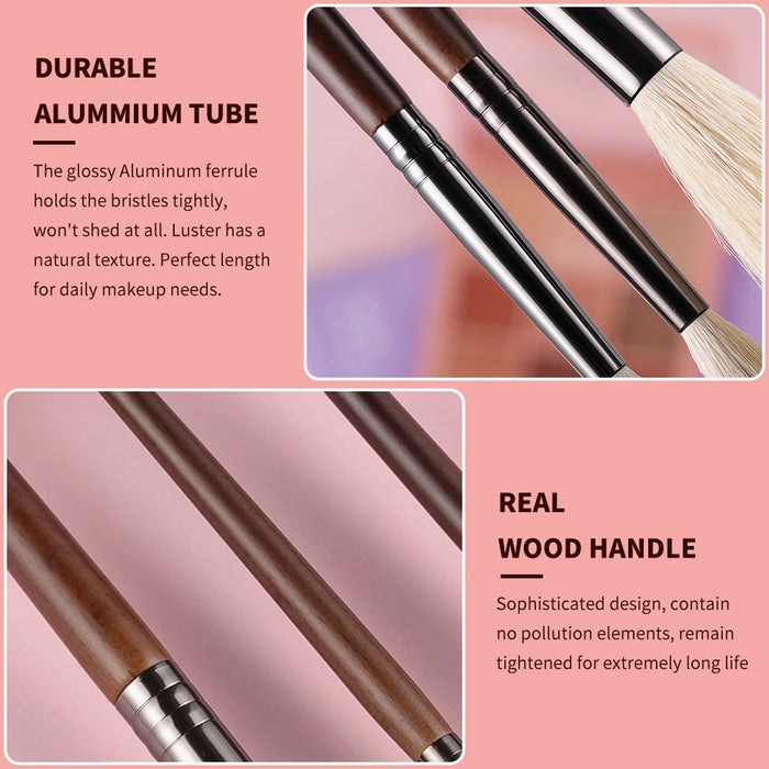 BETHY BEAUTY  Smudge Makeup brushes 3PCS Natural Goat Hair Eyeshadow Detail  and Highlight Blending Beauty Cosmetic Brushes