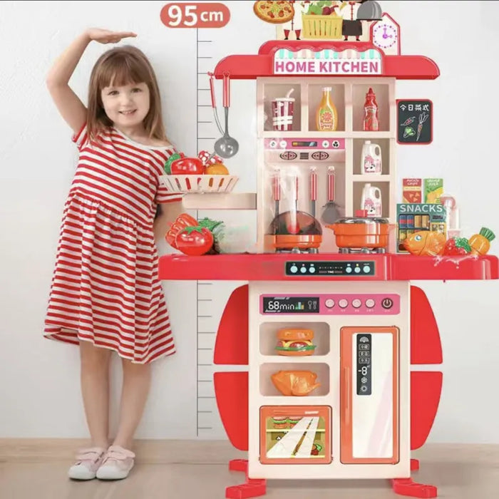 95cm Large Kids Play House Kitchen Set Spray Kitchen Girl Baby Mini Food Cooking Simulation Dining Christmas Gifts kids Toys