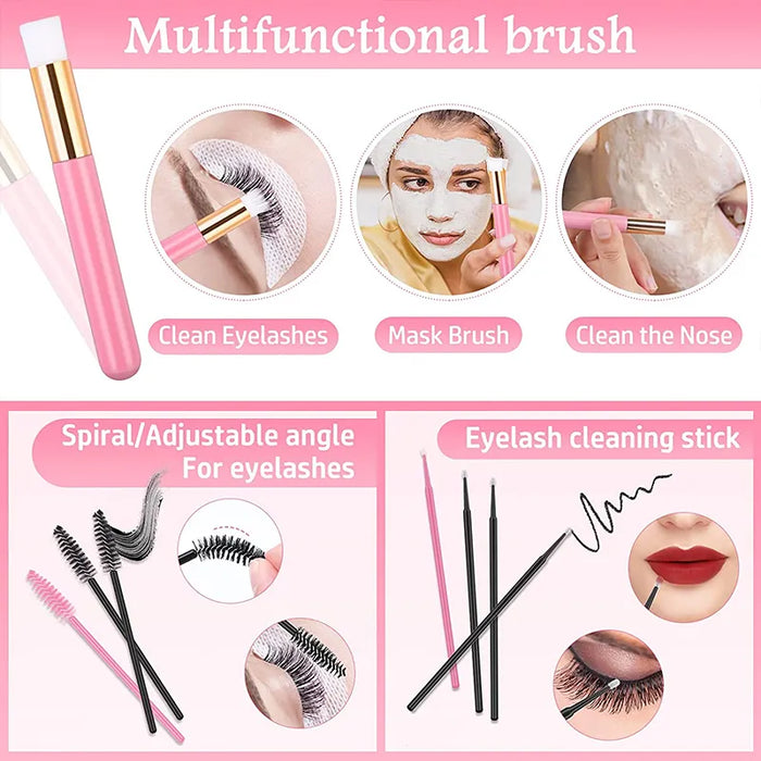 False Eyelash Extension Kit Set Beginner Mannequin Head Lash Brush Tweezers Scissors Lashes Pad Storage Accessories Makeup Tool