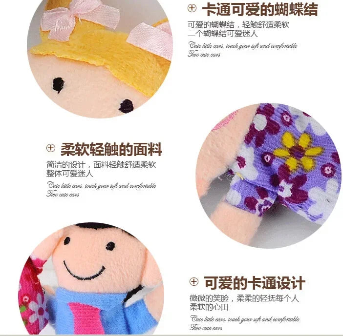 Baby Plush Toy Finger Puppets Tell Story Props 10pcs Animals or 6pcs Family Doll Kids Toys Children Gift