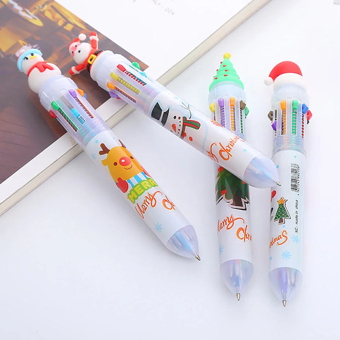 Multicolored Pens Colorful Refill  Xmas Ballpoint Pen Merry Christmas Gifts Stationery Writing Tool Office School Supply