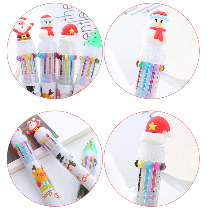 Multicolored Pens Colorful Refill  Xmas Ballpoint Pen Merry Christmas Gifts Stationery Writing Tool Office School Supply