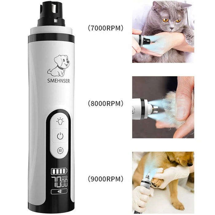 Electric Pet Nail Grinder With LED Light Cat Dogs Nail Clippers USB Rechargeable Paws Nail Cutter Pet Grooming Trimmer Supplies