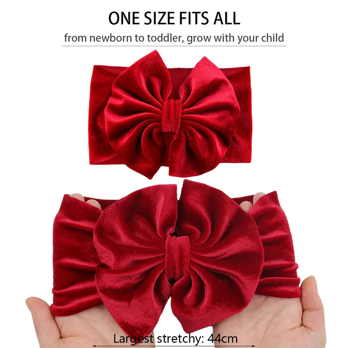 2Pcs/Lot Velvet Baby Valentine's Day Headbands Gift Photography Props Heart Shap Big Bows Hairbands Korean Kids Hair Accessories