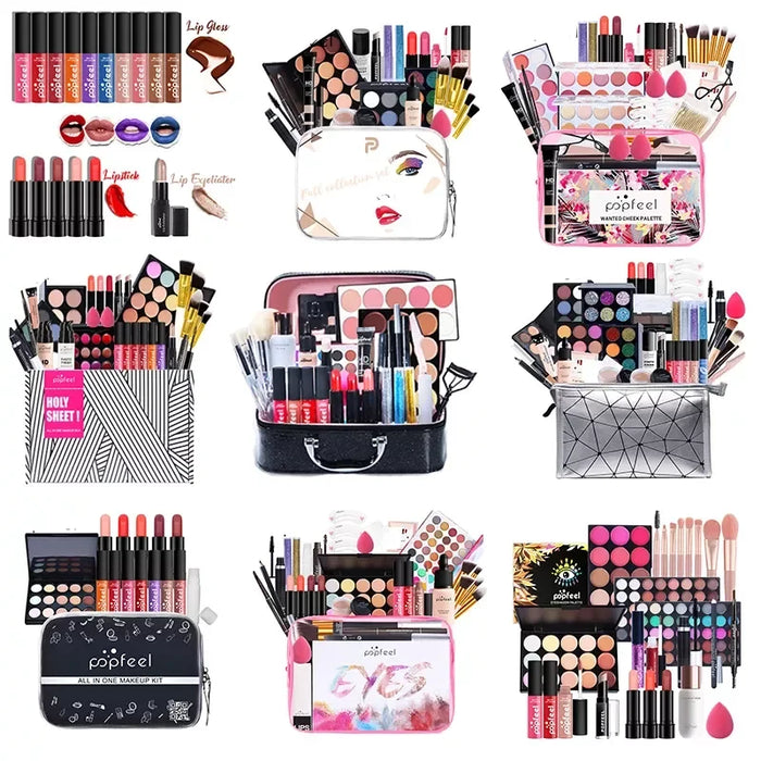 POPFEEL 8-56Pcs Makeup Set Full Professional Makeup Kit Eyeshadow Blush Foundation Face Powder Makeup Case Korean Cosmetic