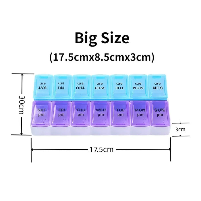 Pill Box Organizer 7 Days 2 Times A Day 14 Grids Cases Portable Weekly Pills Container Storage Drug Vitamins Medicine Fish Oils