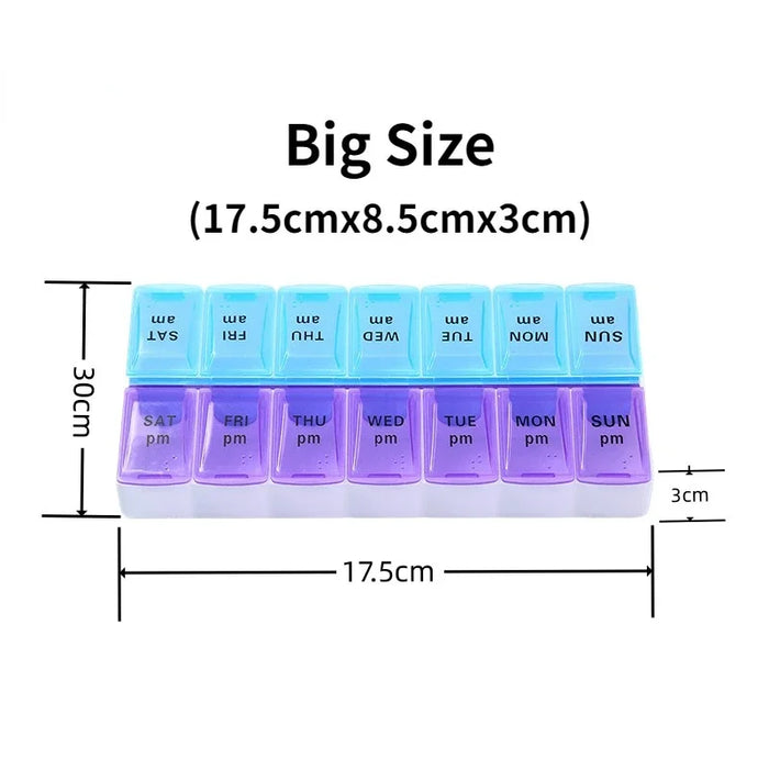 14 Grids Weekly Pill Organizer 7 Days 2 times a day Cases Portable Pills Box Container Storage Drug Vitamins Medicine Fish Oils