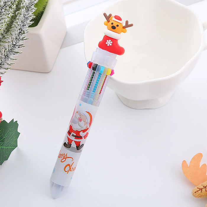 Multicolored Pens Colorful Refill  Xmas Ballpoint Pen Merry Christmas Gifts Stationery Writing Tool Office School Supply