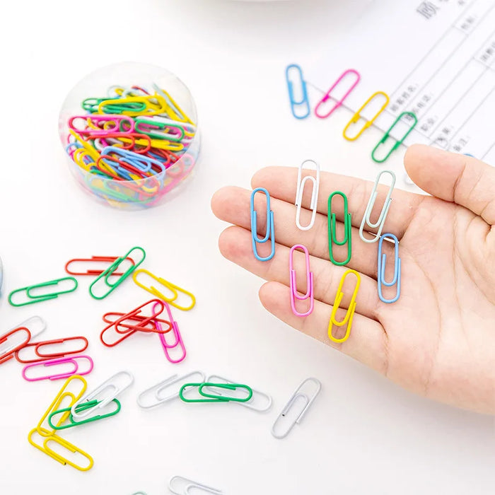 50pcs/box Rainbow Colored Paper Clip Metal Clips Memo Clip Bookmarks Stationery Office Accessories School Supplies