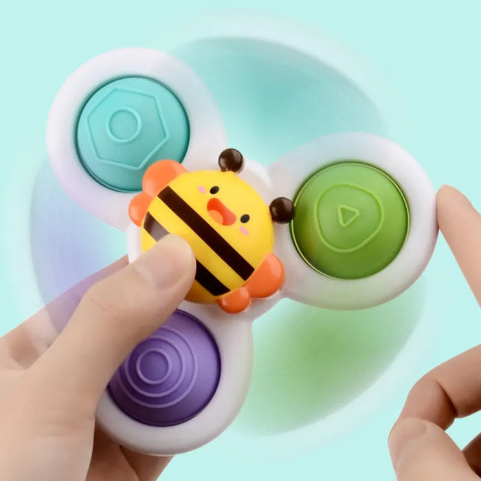 Cartoon Suction Cup Spinner Toy Baby Bath Toys Hand Spinning Toys with Suction Cup Water Play Toys Educational Toys for Baby Kid