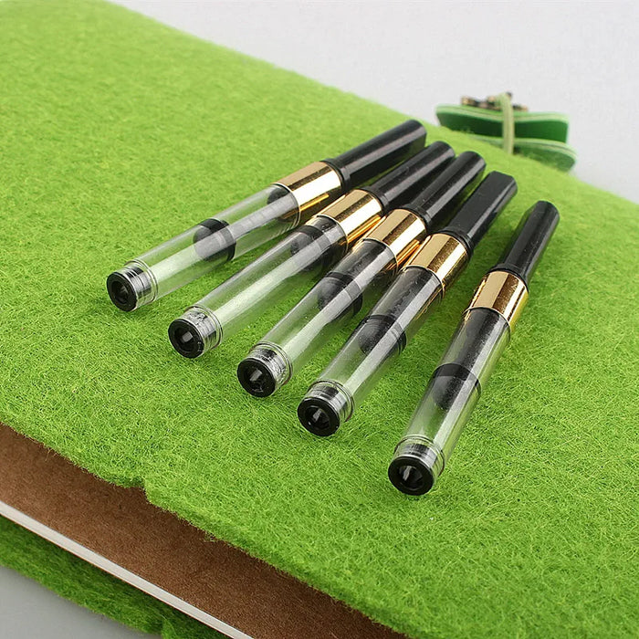 5Pcs golden caliber 3.4mm Plastic Pump Cartridges Fountain Pen Converter Stationery Office School Supplies Writing