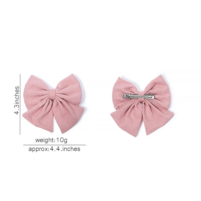 2pcs/set Elegant Sweet Bow Ribbon Hair Clip Fashion Simple Solid Clip Hair Pin Retro Barrettes with Clips Girls Hair Accessories