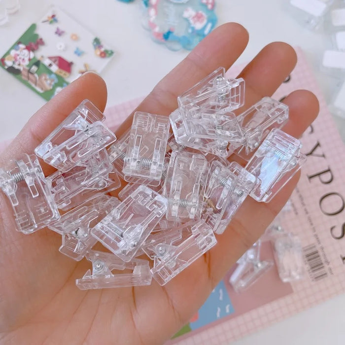 10 Pcs/Set Cute Transparent Clip Gift Stationery Fixed Clip Learning Office Decoration Paper Folder Binder School Supplies