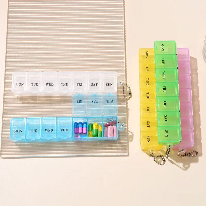 1pcs 7 Days Pill Medicine Box 5 Colors Weekly Tablet Holder Storage Organizer Container Medicine Storage Independent Lattice