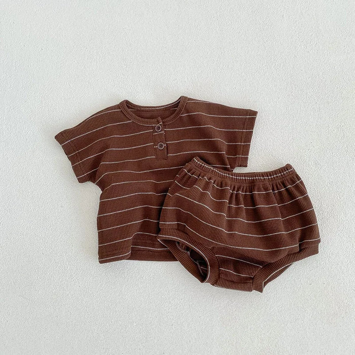 MILANCEL 2023 Summer Baby Clothing Set Striped Tee and Bloomer 2 Pcs Boy Clothes Suit