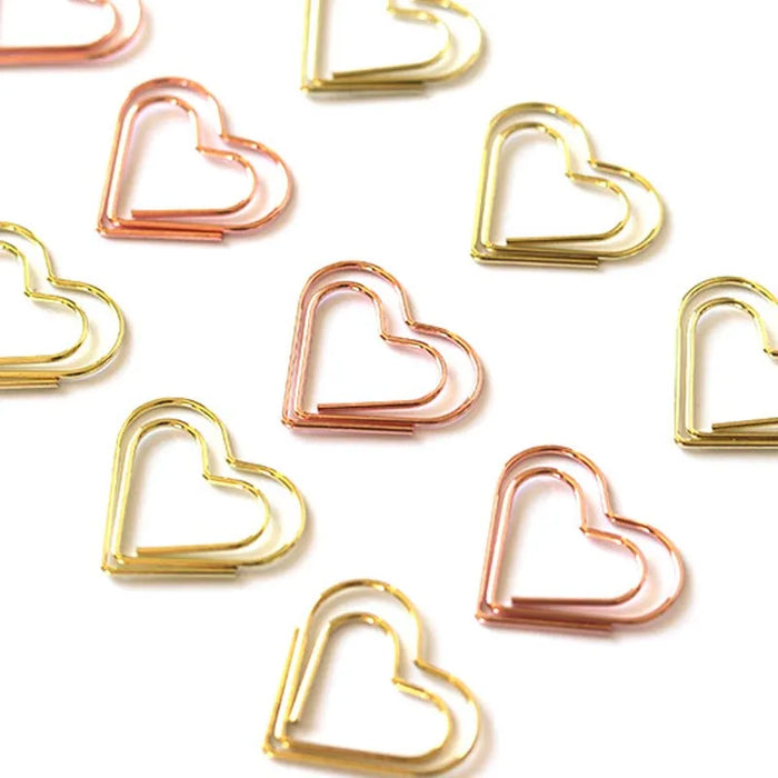 20pcs 25x23mm Heart Metal Paper Clips Photo Office Memo Paper Peg Stationery Bookmark Color Envelope Mail Message Book Folder