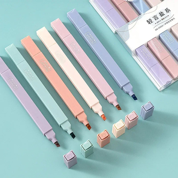 6pcs/set Double-Headed Highlighter